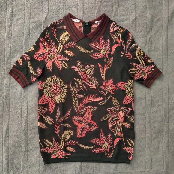 Scotch & Soda Bamboo Beach Collared Tapestry Knit Top S - Picture 1 of 16